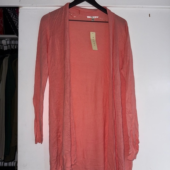 Cyrus Sweaters - Cyrus Coral Open-Front Cardigan